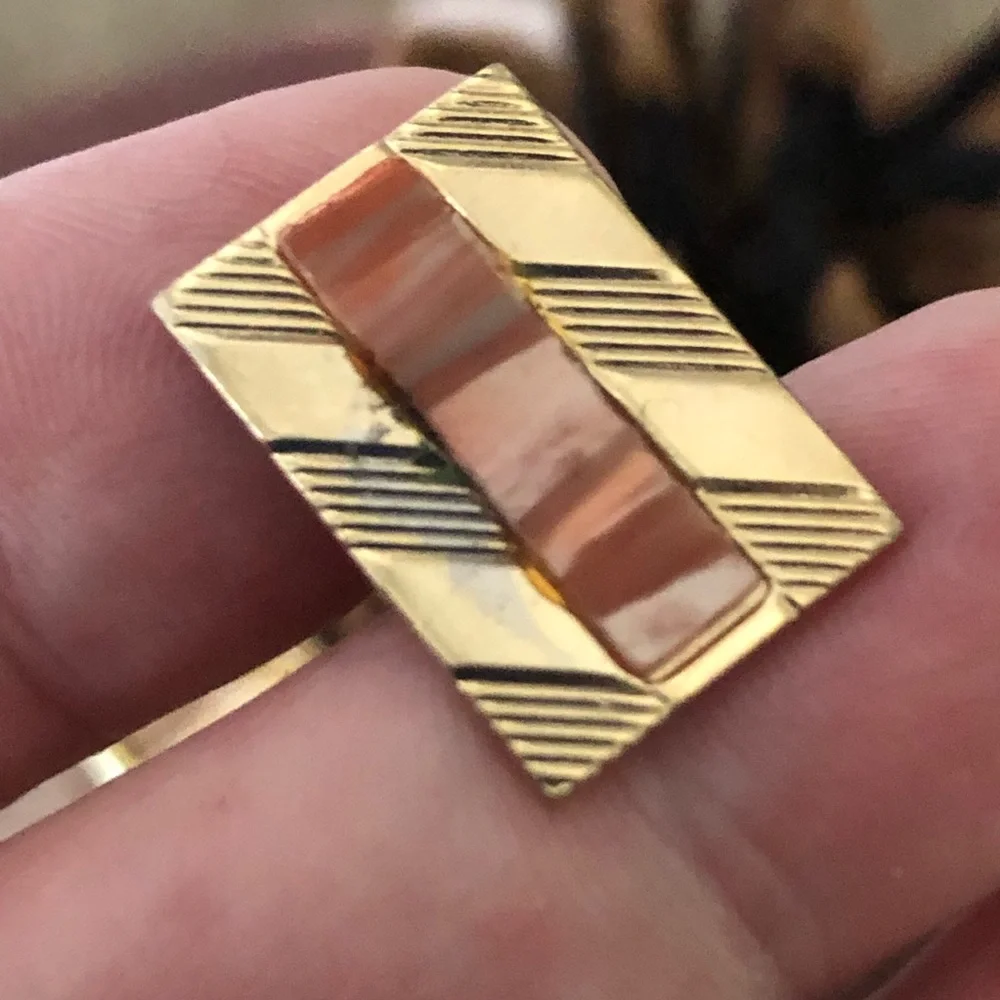 Vintage men’s gold plated marble accent cuff links